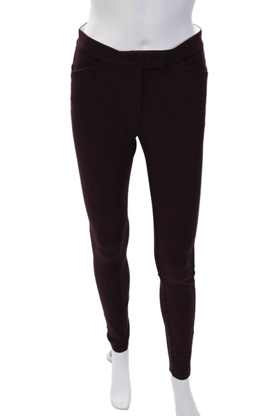 Joseph Womens Mid Rise Skinny Leg Dress Pants Wine Red Cotton Size EUR 34