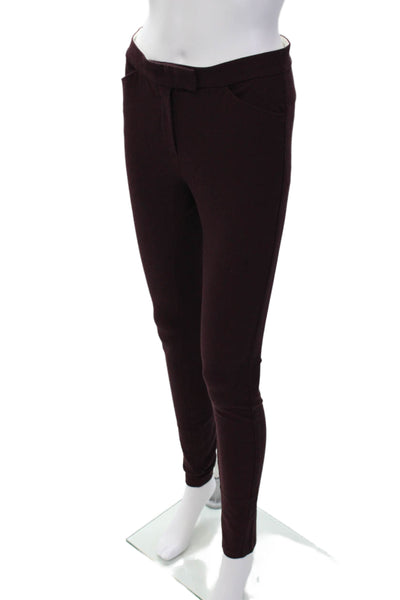 Joseph Womens Mid Rise Skinny Leg Dress Pants Wine Red Cotton Size EUR 34