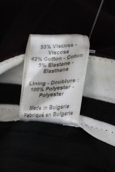 Joseph Womens Mid Rise Skinny Leg Dress Pants Wine Red Cotton Size EUR 34