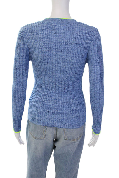 WISPR Womens V-Neck Buttoned Ribbed Knit Cardigan Sweater Blue Size XS