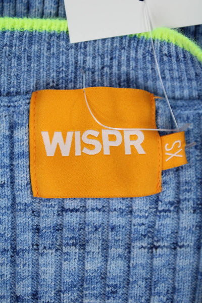 WISPR Womens V-Neck Buttoned Ribbed Knit Cardigan Sweater Blue Size XS