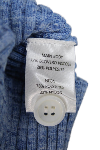 WISPR Womens V-Neck Buttoned Ribbed Knit Cardigan Sweater Blue Size XS
