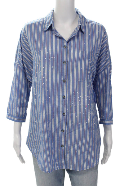 Pilcro and the Letterpress Anthropologie Womens Button-Down Shirt Blue Size XS/S