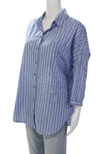 Pilcro and the Letterpress Anthropologie Womens Button-Down Shirt Blue Size XS/S
