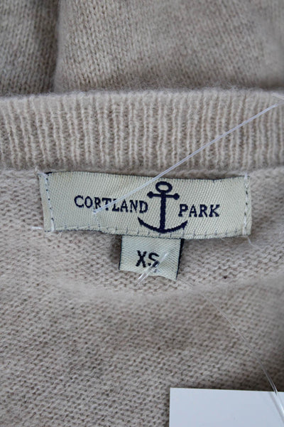 Cortland Park Womens Cashmere Long Sleeve Pullover Sweater Beige Size XS