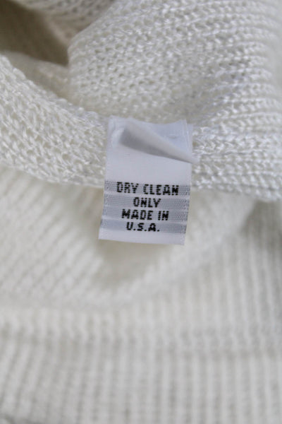 Sportsworks Studio Womens Full Zippered Hooded Open-Knit Sweater White Size M