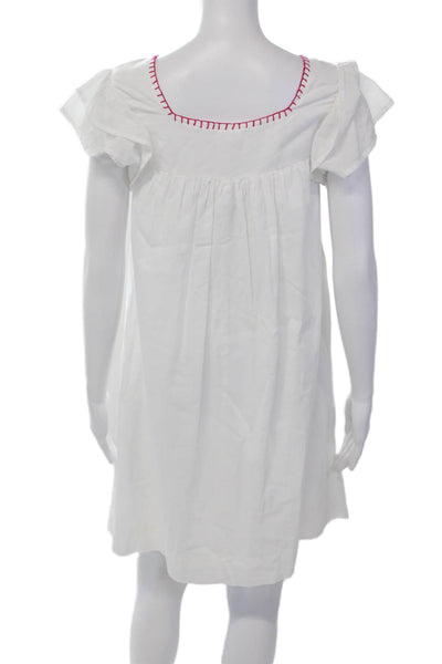 THML Womens Cotton Floral Embroidered Sleeveless Mini Dress White Size S