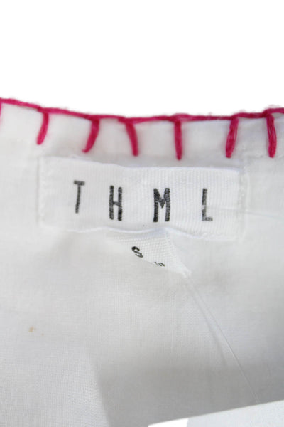 THML Womens Cotton Floral Embroidered Sleeveless Mini Dress White Size S