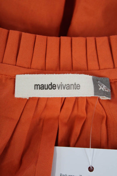 Maude Vivante Womens Cotton Ruffle V-Neck Long Sleeve Blouse Orange Size XL
