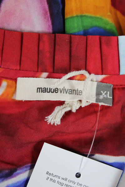 Maude Vivante Womens Cotton Abstract Print Long Sleeve Blouse Multicolor Size XL