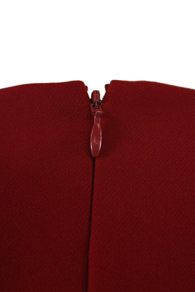 Halston Womens Back Zip Sleeveless V Neck Tie Front Sheath Dress Red Size 6