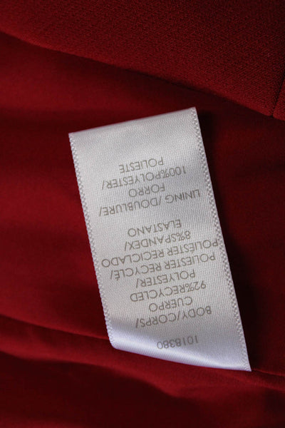 Halston Womens Back Zip Sleeveless V Neck Tie Front Sheath Dress Red Size 6