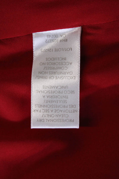 Halston Womens Back Zip Sleeveless V Neck Tie Front Sheath Dress Red Size 6