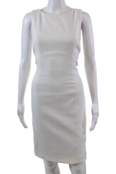 Shoshanna Womens Back Zip Sleeveless Scoop Neck Sheath Dress White Size 6