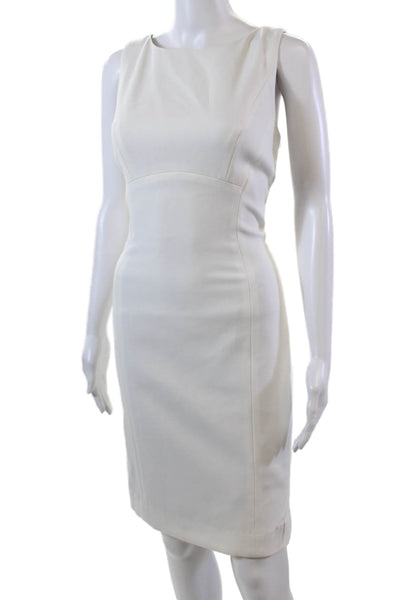 Shoshanna Womens Back Zip Sleeveless Scoop Neck Sheath Dress White Size 6