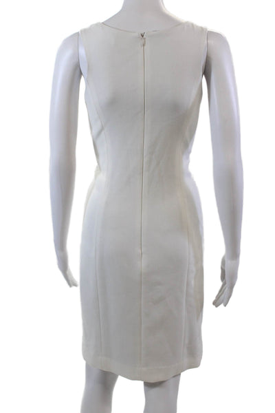 Shoshanna Womens Back Zip Sleeveless Scoop Neck Sheath Dress White Size 6