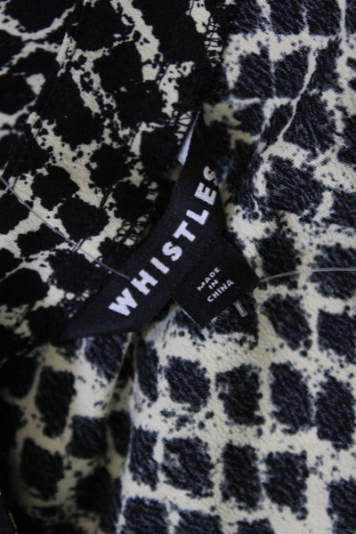 Whistles Womens Long Sleeve Front Zip Snakeskin Printed Dress Black White Size 6