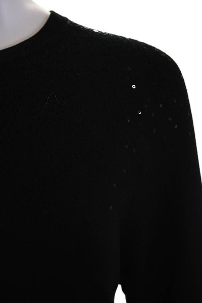 Hobbs London Womens Long Sleeve Sequin Trim Sweater Dress Black Size 6