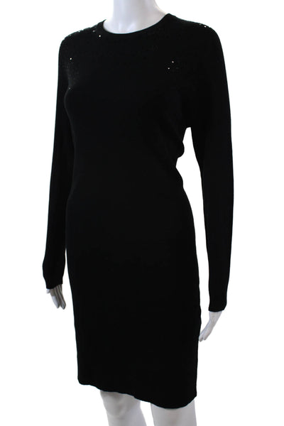 Hobbs London Womens Long Sleeve Sequin Trim Sweater Dress Black Size 6