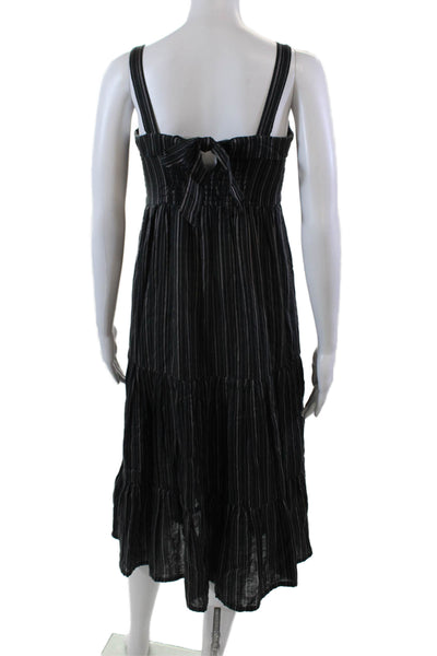 Paige Womens Side Zip Sleeveless Square Neck Striped Dress Gray Size Extra Small