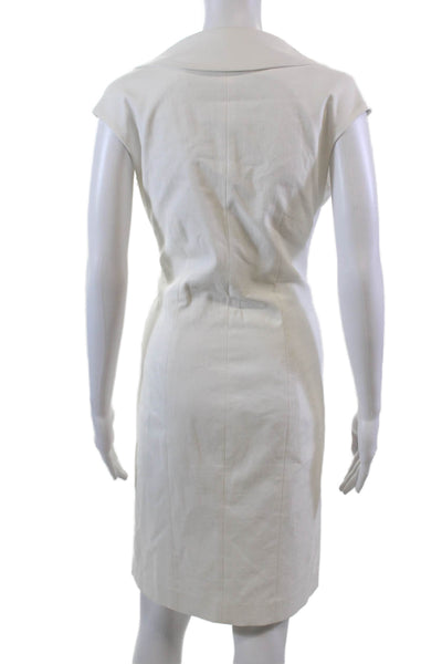 Zenobia Womens Front Zip Sleeveless Scoop Neck Sheath Dress White Size 6