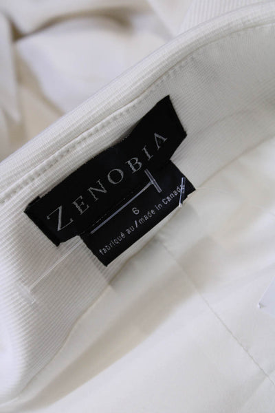 Zenobia Womens Front Zip Sleeveless Scoop Neck Sheath Dress White Size 6