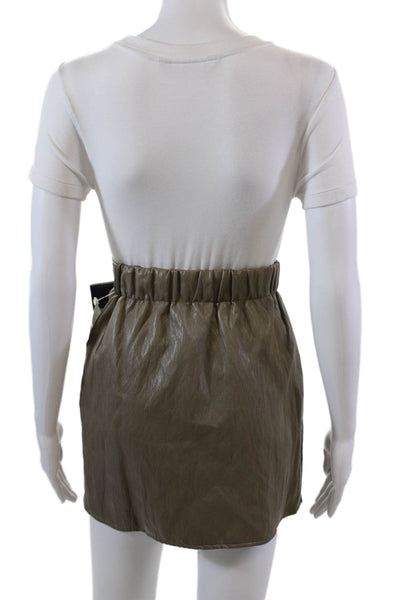 Drew Womens Above Knee Faux Leather Wrap Mini Skirt Brown Size Extra Small