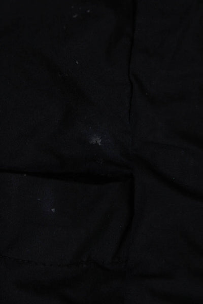 Stateside Womens 3/4 Sleeve Collared Cropped Shirt Black Cotton Size Extra Small