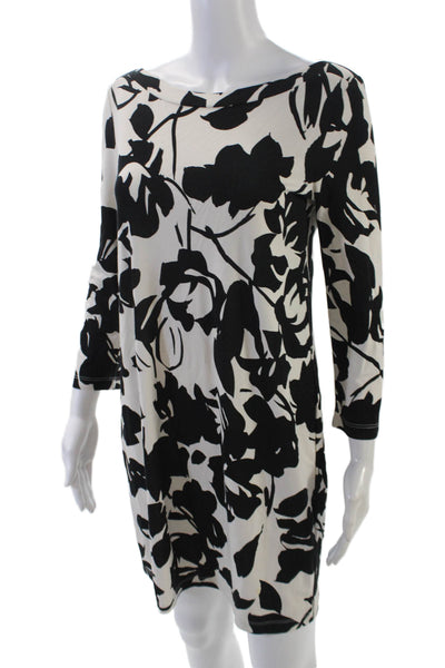 Weekend Max Mara Womens Abstract Print Long Sleeve Bodycon Dress White Size M