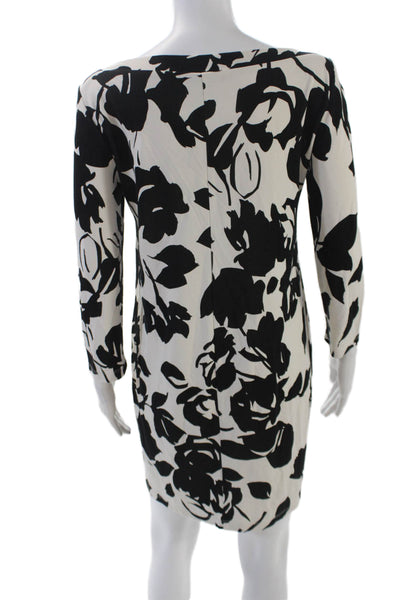Weekend Max Mara Womens Abstract Print Long Sleeve Bodycon Dress White Size M