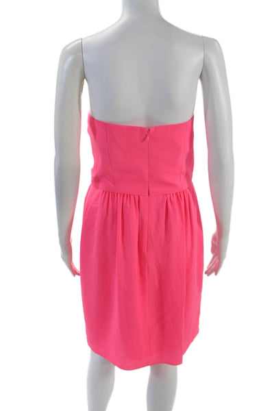 Shoshanna Womens Pleated Draped Zip Up Strapless Knee Length Dress Pink Size 8