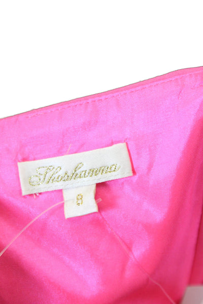 Shoshanna Womens Pleated Draped Zip Up Strapless Knee Length Dress Pink Size 8