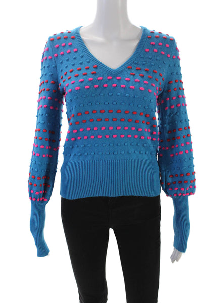 Lily Pulitzer Womens Cotton Blend Spotted Pullover Sweater Top Blue Size XS