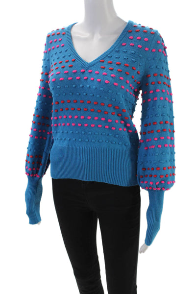Lily Pulitzer Womens Cotton Blend Spotted Pullover Sweater Top Blue Size XS
