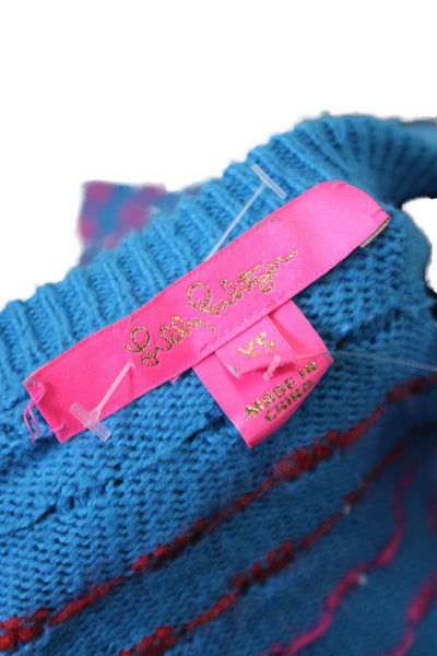 Lily Pulitzer Womens Cotton Blend Spotted Pullover Sweater Top Blue Size XS