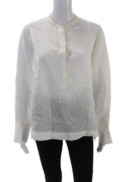 Joseph Womens Round Neck Long Sleeve Pullover Blouse Top White Size 36