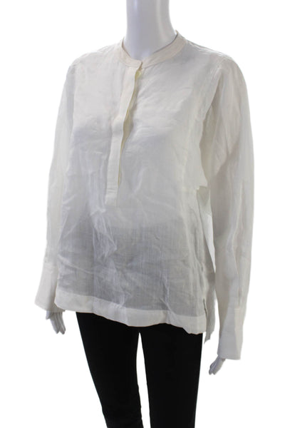 Joseph Womens Round Neck Long Sleeve Pullover Blouse Top White Size 36
