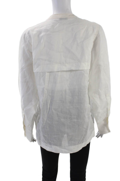 Joseph Womens Round Neck Long Sleeve Pullover Blouse Top White Size 36