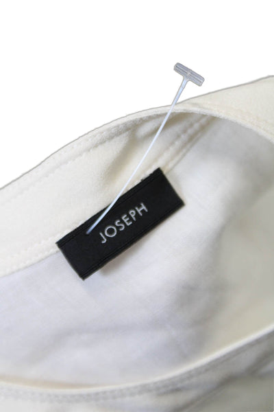 Joseph Womens Round Neck Long Sleeve Pullover Blouse Top White Size 36