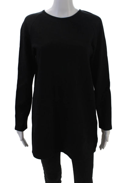 Harvey Faircloth Womens Stretch Long Sleeve Zippered Tunic Top Black Size 6