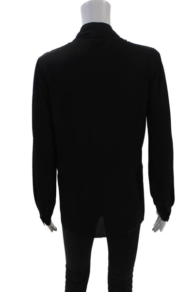 Vince Camuto Womens V Neck Long Sleeves Asymmetrical Blouse Black Size Extra Sma