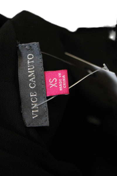 Vince Camuto Womens V Neck Long Sleeves Asymmetrical Blouse Black Size Extra Sma