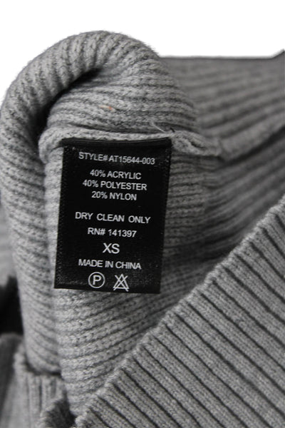ASTR Womens Textured V-neck Long Sleeve Rib Knit Top Heather Gray Size XS