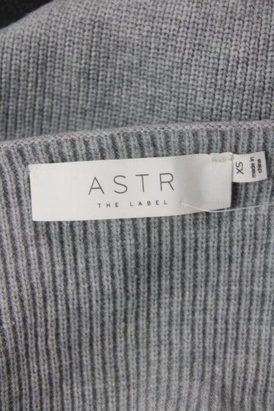 ASTR Womens Textured V-neck Long Sleeve Rib Knit Top Heather Gray Size XS