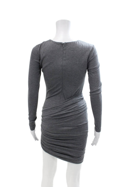 Torn by Ronny Kobo Womens Cotton Long Sleeve Round Neck Ruched Dress Gray Size S