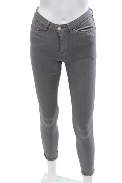 ACNE Studios Womens Cotton Zip Button Lined Skinny Leg Pants Gray Size EUR 25