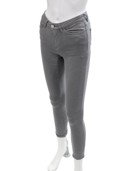 ACNE Studios Womens Cotton Zip Button Lined Skinny Leg Pants Gray Size EUR 25