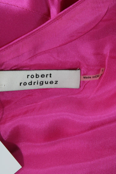 Robert Rodriguez Womens Satin One Shoulder Drape Blouse Pink Size 0