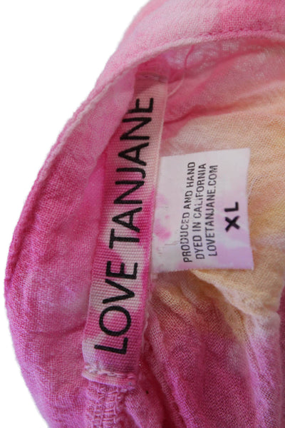 Love Tanjane Womens Cotton V-neck Tie Dye Casual Short Sleeve Blouse Multi Size