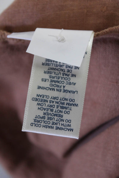 Bella Dahl Womens Short Sleeve Crew Neck Mini Linen Shirt Dress Brown Medium